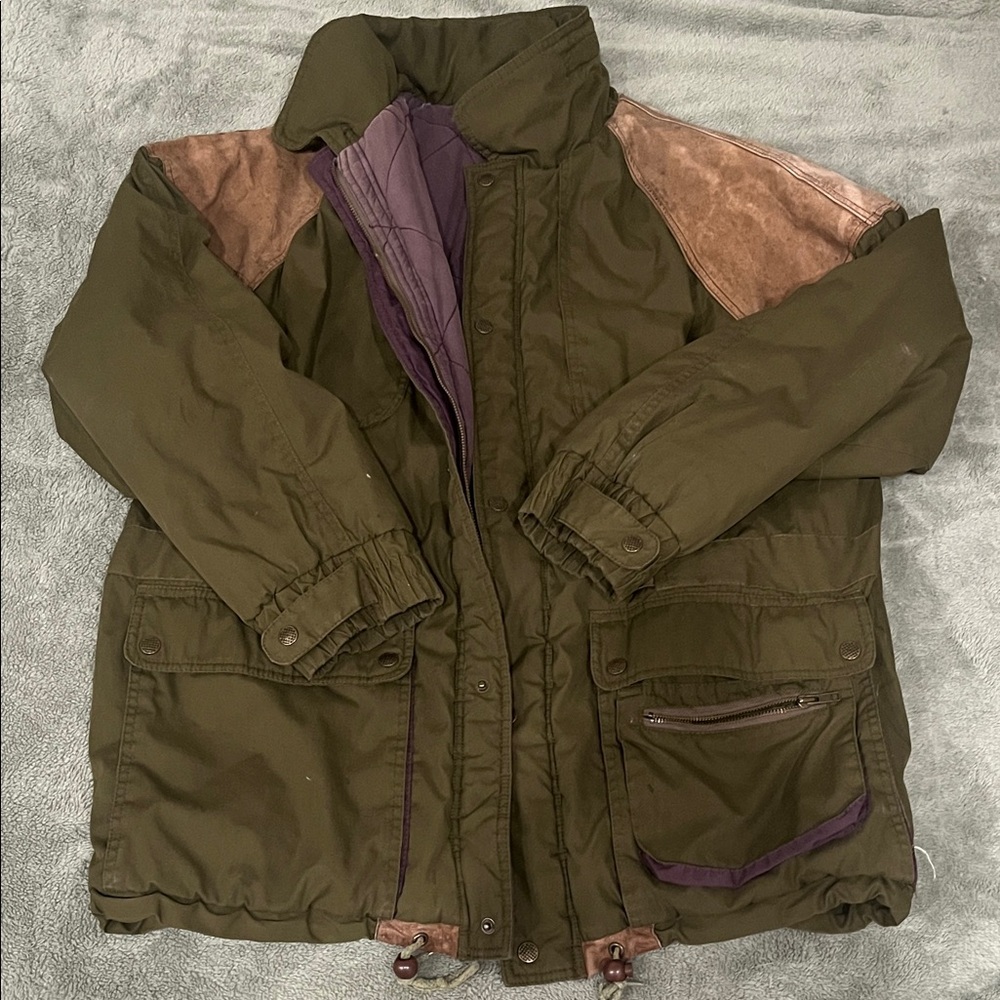 Adam Spencer Men's Olive Green and Brown Jacket